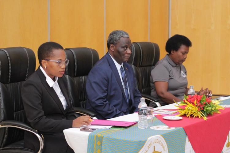 The Honourable Chief Justice with Hon. Justice Violet Chipao (L) and BAM CEO, Mrs Lyness Nkungula (R)