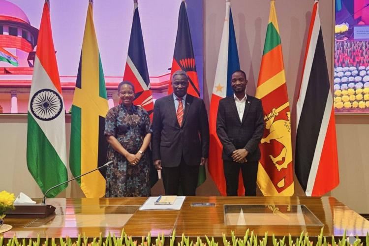 The Honourable the Chief Justice with Honourable Justice Chipao and His Honour Kamanga